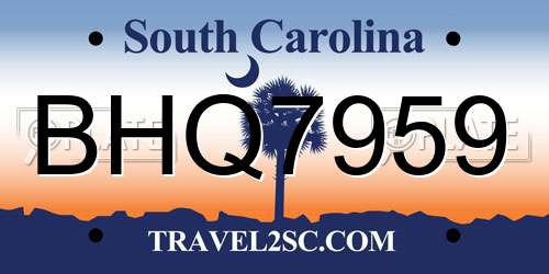 BHQ7959 South Carolina License Plate