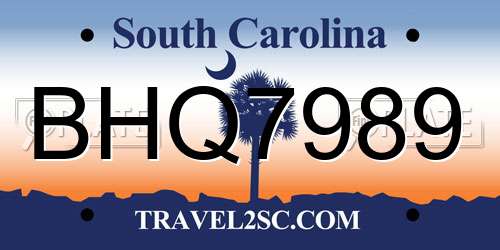 BHQ7989 South Carolina License Plate