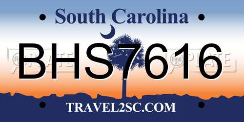 BHS7616 South Carolina License Plate