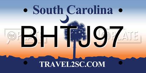 BHTJ97 South Carolina License Plate