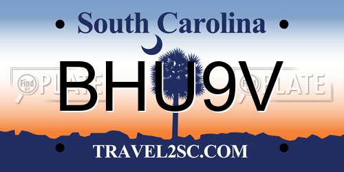 BHU9V South Carolina License Plate