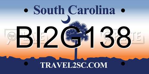 BI2G138 South Carolina License Plate