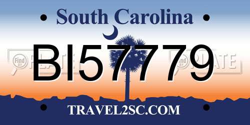 BI57779 South Carolina License Plate