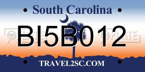 BI5B012 South Carolina License Plate