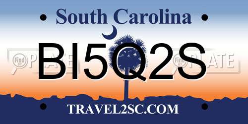BI5Q2S South Carolina License Plate