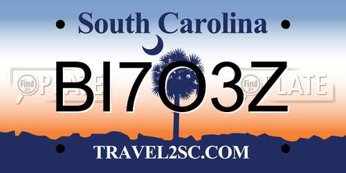 BI7O3Z South Carolina License Plate