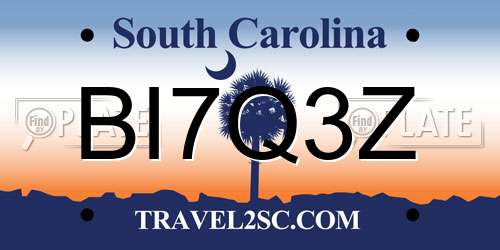 BI7Q3Z South Carolina License Plate