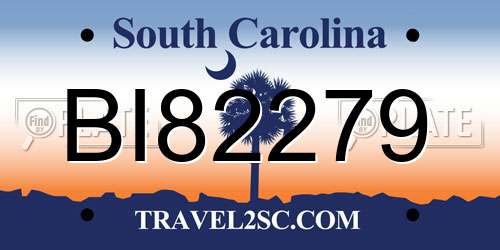 BI82279 South Carolina License Plate