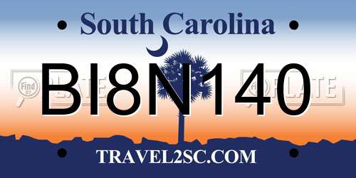 BI8N140 South Carolina License Plate