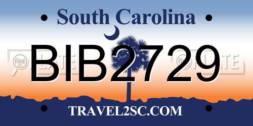 BIB2729 South Carolina License Plate