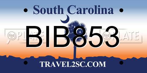 BIB853 South Carolina License Plate
