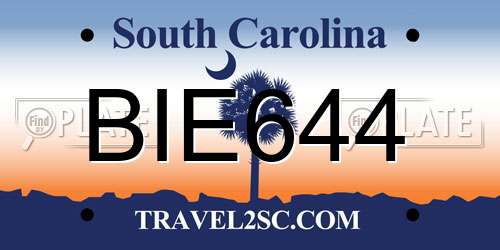 BIE644 South Carolina License Plate