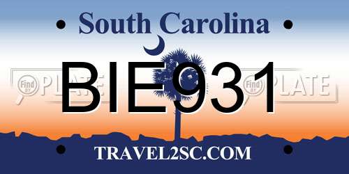 BIE931 South Carolina License Plate
