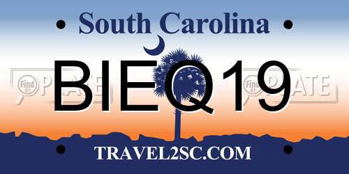 BIEQ19 South Carolina License Plate