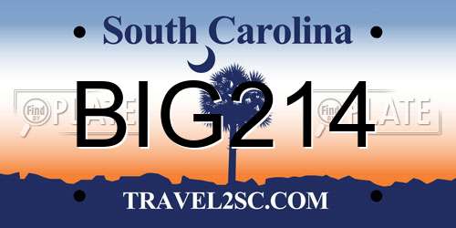 BIG214 South Carolina License Plate