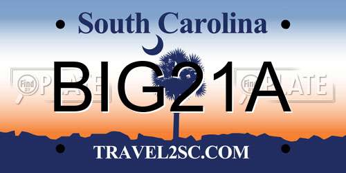 BIG21A South Carolina License Plate