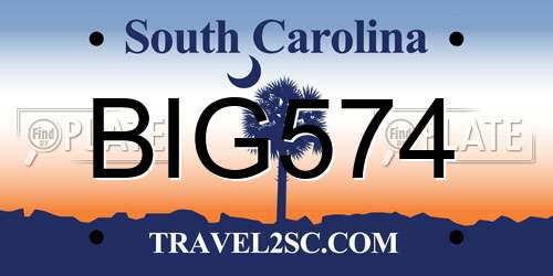 BIG574 South Carolina License Plate