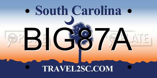 BIG87A South Carolina License Plate