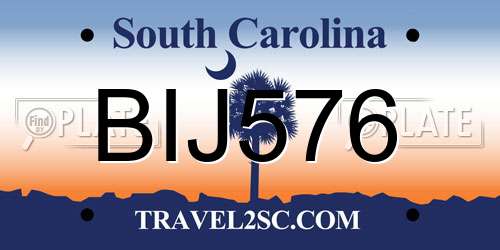 BIJ576 South Carolina License Plate