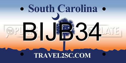 BIJB34 South Carolina License Plate