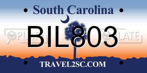 BIL803 South Carolina License Plate