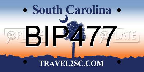 BIP477 South Carolina License Plate