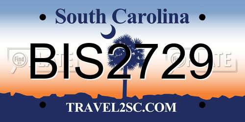 BIS2729 South Carolina License Plate