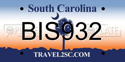 BIS932 South Carolina License Plate