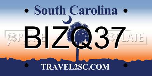 BIZQ37 South Carolina License Plate