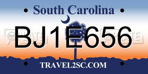 BJ1E656 South Carolina License Plate