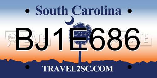 BJ1E686 South Carolina License Plate