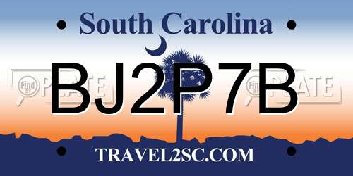 BJ2P7B South Carolina License Plate