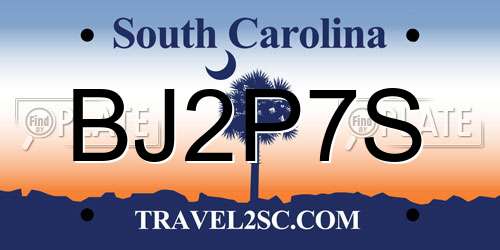 BJ2P7S South Carolina License Plate