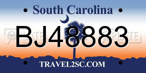BJ48883 South Carolina License Plate