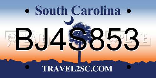 BJ4S853 South Carolina License Plate