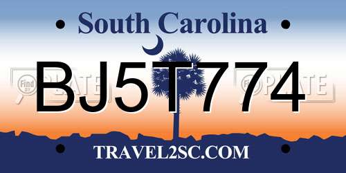 BJ5T774 South Carolina License Plate