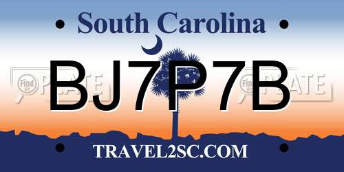 BJ7P7B South Carolina License Plate