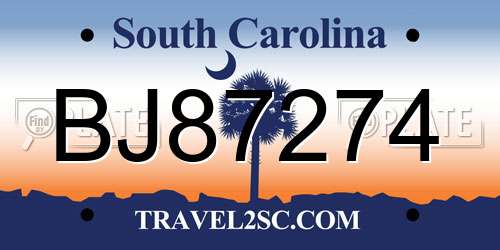 BJ87274 South Carolina License Plate