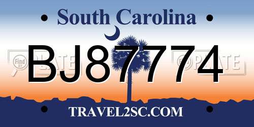 BJ87774 South Carolina License Plate