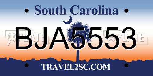 BJA5553 South Carolina License Plate
