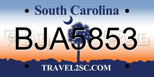 BJA5853 South Carolina License Plate