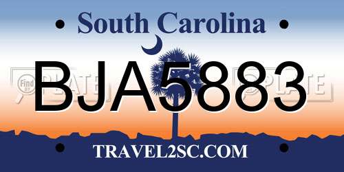 BJA5883 South Carolina License Plate