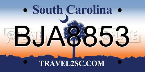 BJA8853 South Carolina License Plate