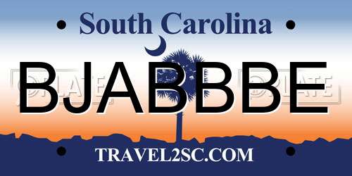 BJABBBE South Carolina License Plate