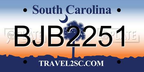 BJB2251 South Carolina License Plate