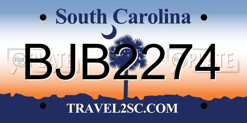 BJB2274 South Carolina License Plate