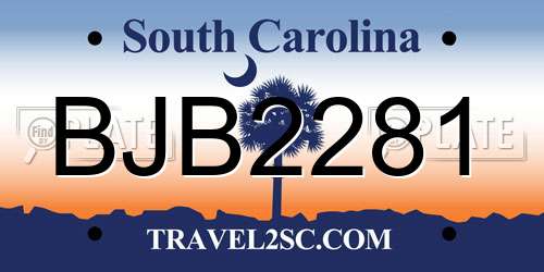 BJB2281 South Carolina License Plate