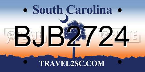 BJB2724 South Carolina License Plate