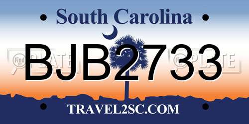 BJB2733 South Carolina License Plate