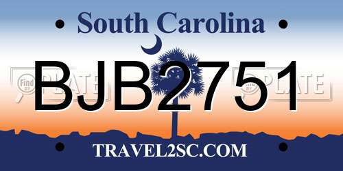 BJB2751 South Carolina License Plate